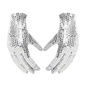 Silber Pailletten weiß Handschuh Billy Jean King of Pop Jackson Kostüm Tanz Party - Bild 1 von 2