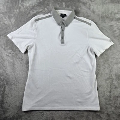 Camisa Polo AG Green Label Para Hombres Grande Blanca Manga Corta Logo Golf Borde en Contraste Foto 1 de 4