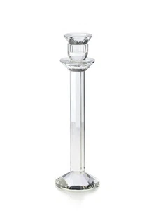 Medium Modern Cut Stem Crystal Candlestick, Pillar Candle Holder, Tapered Can... - Picture 1 of 6