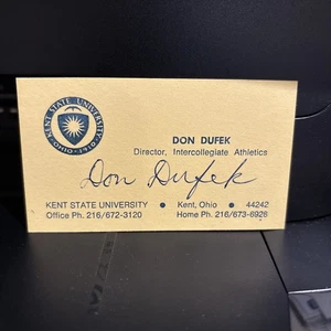 Don Dufek Sr. Signed Business Card Kent State AD Michigan Wolverines Autograph  - Picture 1 of 2