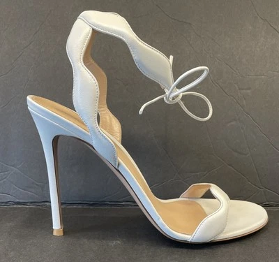 Gianvito Rossi 105 Scalloped Leather Sandals Women 12 42 White * Formal Wedding - Image 1 of 4