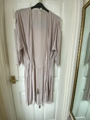 Ladies cover up jacket, H&M, Size 18, Long Side Splits, Tie, Beige - Image 1 of 4