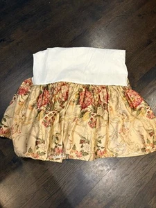 Ralph Lauren Guinevere Aragon Medieval Queen Bed Skirt Tan Roses Vintage USA - Picture 1 of 4