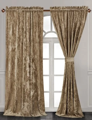 Chezmoi Collection Lux Velvet Curtains Set Rod Pocket Drapes, Set of 2 Panels - Image 1 of 4