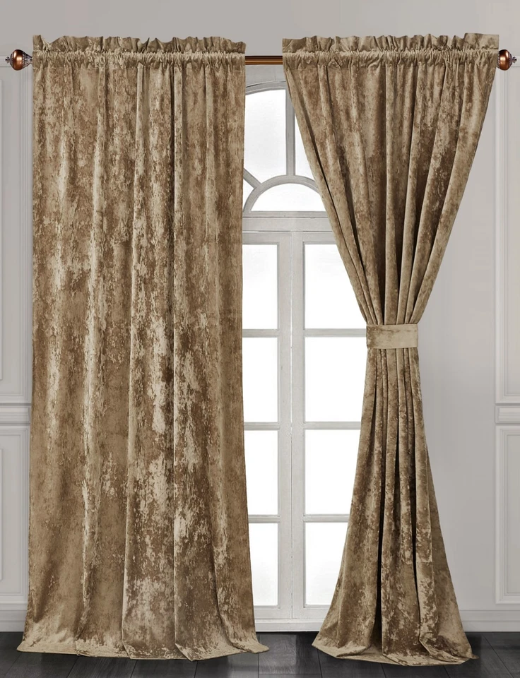 Chezmoi Collection Lux Velvet Curtains Set Rod Pocket Drapes, Set of 2 Panels - Image 1 of 4