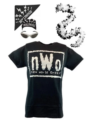 nWo Hollywood Hulk Hogan Disfraz Camiseta Bandana Gafas de sol Boa Foto 1 de 4