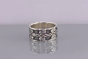 Sterling Silver 9mm Oxidized Celtic Knot Eternity Band Ring 925 Sz: 6 - Picture 1 of 8