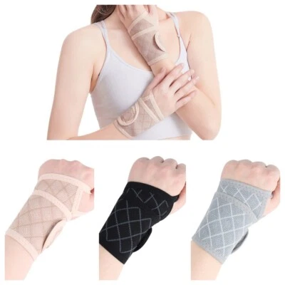 1 Pair Women Stretch Knitted Grid Wristband Breathable Sports Fitness Wrist Band - Image 1 of 3