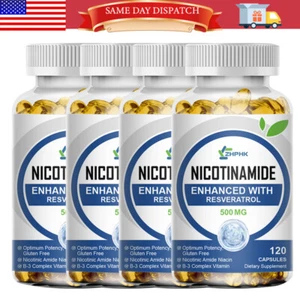 Nicotinamide NAD Supplement - 500mg Resveratrol 100mg Natural Anti Aging Capsule - Picture 1 of 13