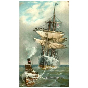 Impresión litográfica cromada Fred Pansing 1893, A Stormy Voyage, artista listado - Imagen 1 de 9