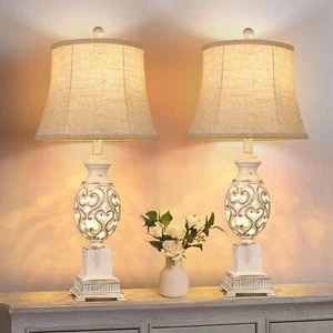 PARTPHONER Table Lamps Set of 2, 28" Tall Bedside Lamp with Nightlight, Rusti... - Picture 1 of 7