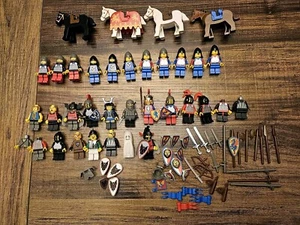 Vintage Lego Castle Knights Minifigure Lot. Knights, Ninja, Helmet, Shields - Picture 1 of 6