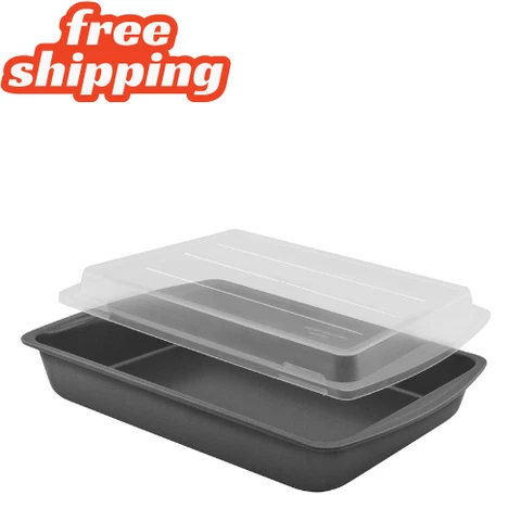 9" x 13" Nonstick Steel Cake Pan with Plastic Lid Cover
