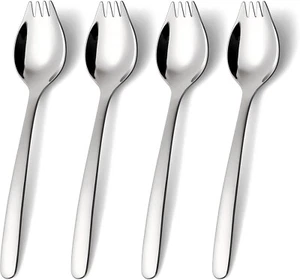 7-inch Spork Stainless Steel, Reusable Metal Sporks, Set of 4 - Picture 1 of 6