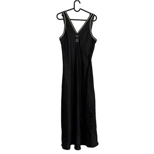 VTG Jones New York Black 90s Asian Inspired Satin Slip Maxi Dress Medium - Picture 1 of 5