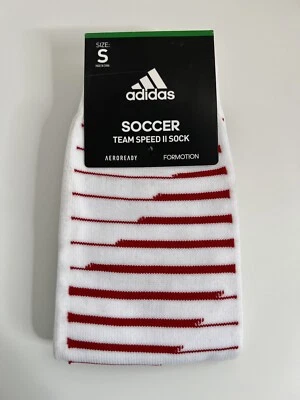 Adidas Men’s Soccer Socks SMALL Team Speed II Aeroready Red White Striped NWT - Image 1 of 4