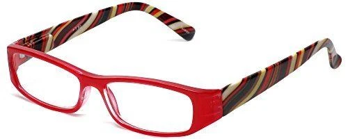 Calabria 734 Reading Glasses w/Wavy Striped Design&Matching Case in Red +5.00 - Image 1 of 1