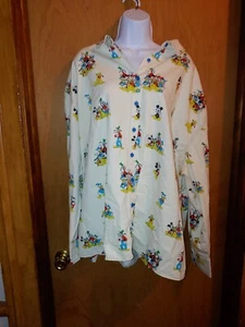 Disney Mickey Minnie Donald Daisy Goofy Pluto Womens Full Button LS Shirt 2X NWT - Picture 1 of 4