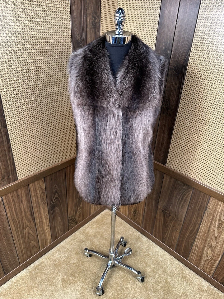 HERMOSO CHALECO CHAQUETA ABRIGO BADGLEY MISCHKA DISEÑADOR PIEL MAPACHE MEDIANO Foto 1 de 4