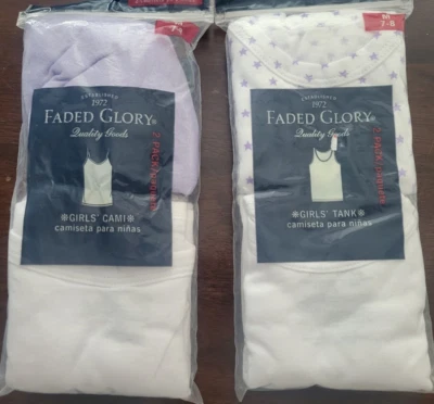 Girl Faded Glory Brand 2 упаковки розовые и лавандовые звезды Cami's размер 7-8 ЛОТ ИЗ 2 - Изображение 1 из 4
