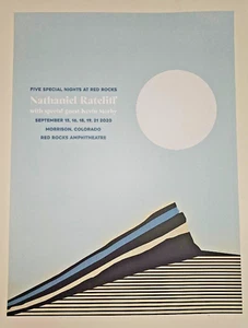 Poster concerto Nathaniel Rateliff Red Rocks 2020 Nate Meese serigrafia 2020 - Foto 1 di 8