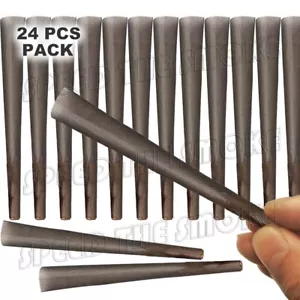 24 Pcs Charcoal Gray Color Pre-Rolled Slim Size Cone Rolling Papers Cones 108mm - Picture 1 of 5