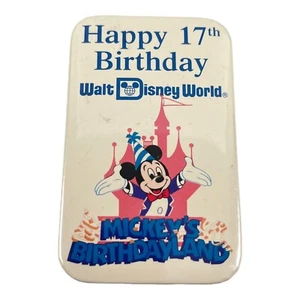 Disney Button Pin Happy 17th Birthday WDW Mickey's Birthdayland Cast Member Pin - Picture 1 of 7