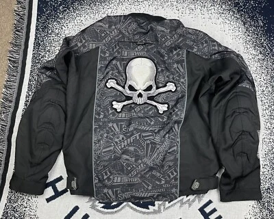 Chaqueta de motocicleta Shift Rise Against 2XL brazos acolchados cremallera montar huesos de calavera Foto 1 de 4