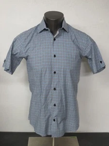 Mens Jared Lang Short Sleeve Button Front Shirt Size Small S Blue Black White - Picture 1 of 6