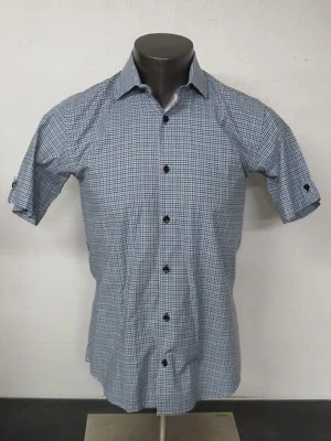 Mens Jared Lang Short Sleeve Button Front Shirt Size Small S Blue Black White - Image 1 of 4