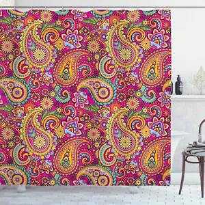 Shower Curtain Paisley Fancy Colorful Authentic Patterns 70 Inches Long - Picture 1 of 2
