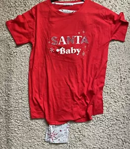 Pregnancy Maternity Christmas Pjs Size 8-10 Santa Baby Xmas Nightwear - Picture 1 of 5
