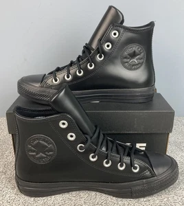 Zapatos Converse Chuck Taylor All Star Mujer 7 Negro Alto Cuero Tenis A12477C - Imagen 1 de 7