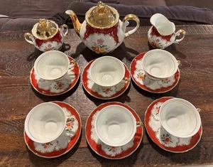 Juego de 6 Vintage Hecho en Italia Pintado a Mano - Té 15 Piezas Porcelana Oro NT - Imagen 1 de 13