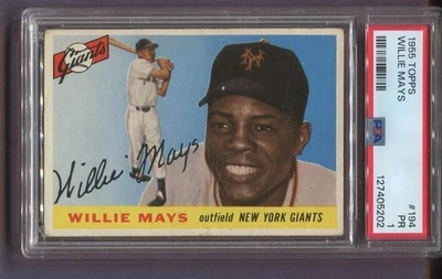 1955 TOPPS WILLIE MAYS HOF #194 - NEW YORK GIANTS - HIGH NUMBER - PSA 1 - Image 1 of 2