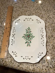 Lenox "Holiday" Weihnachten Netzrand Servierplatte/Tablett oder Dekor Stück - Bild 1 von 4