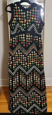 Vintage 70's Leslie Fay Knits Multicolor Sleeveless Polyester Maxi Dress Medium - Image 1 of 4