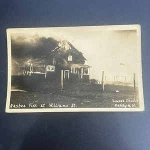 Vintage RPPC Nashua Fire - On Williams St. Sunset Studio New Hampshire - Picture 1 of 4