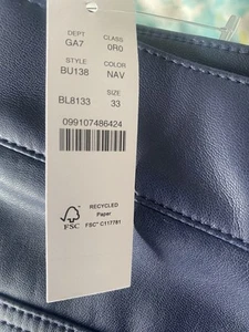 J. Crew Women’s Slim Wide-leg pant in Faux Leather Size 33 color Navy NWT - Picture 1 of 3