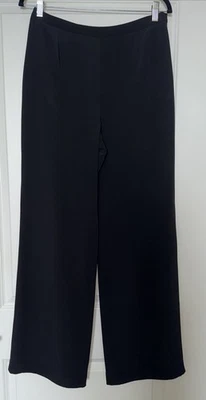 Pantalones Ann Taylor 8 100 % seda elegantes cóctel fiesta negros tiro alto pierna ancha Foto 1 de 4