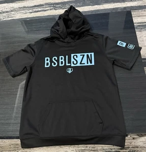 BSBL-SZN Youth Short Sleeve Hoodie V2 Black/Light Blue Pre-owned - Picture 1 of 5