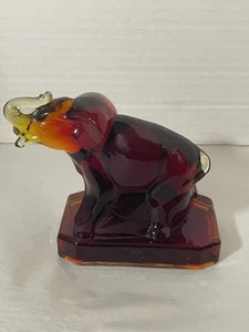 VTG Zack Boyd UV Amberina Yellow Glass Elephant Figurine Pressed Retired Color - Picture 1 of 24