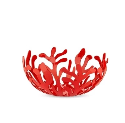 ALESSI Grande Mediterraneo Coral Rojo Centro de Mesa Cesta de Oporto Fruta 11 Pulgadas de Diámetro Foto 1 de 4