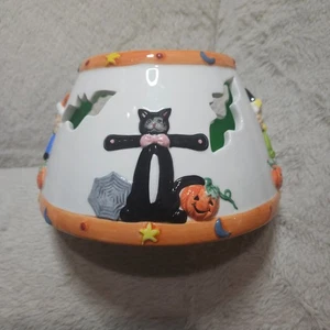 Halloween Kerzenschale - Dekoschale mit Vogelscheuchen, Hexen Jack O Laternen - Bild 1 von 9