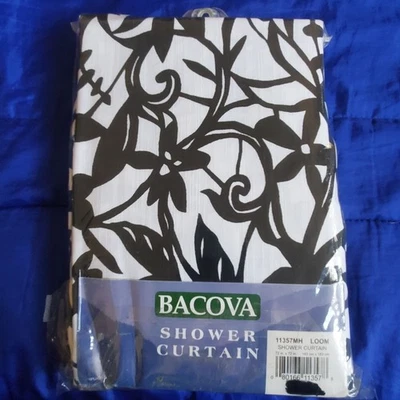 Bacova Guild Shower Curtain 70x72"L 100% Cotton Black & White Dramatic Statement - Image 1 of 4