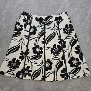 Apt 9 Petite A-Line Pleated skirt 12P Black White Floral Knee Length - Picture 1 of 7