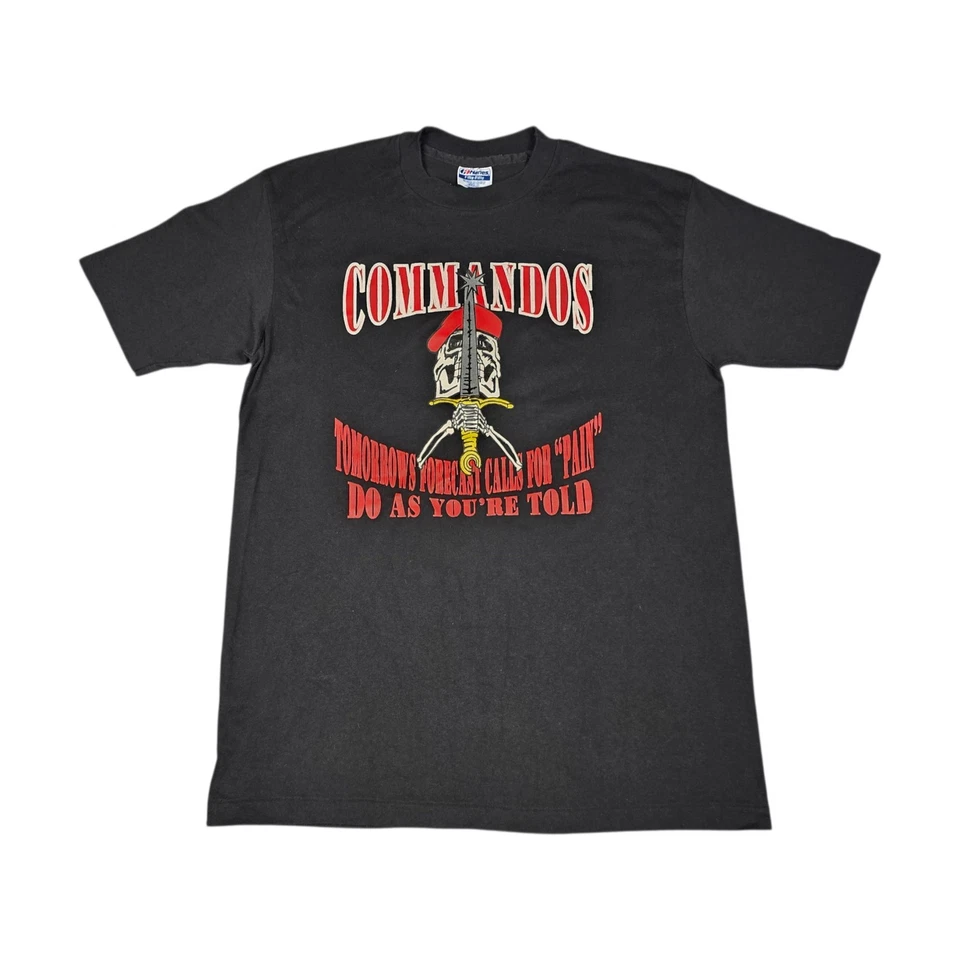Vintage Commandos T-Shirt Mens Large Do As You're Told Military Skull Sword USAF - Image 1 of 4