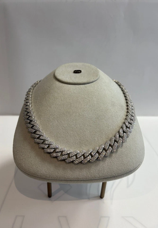 925 Silver Cuban Link Chain – 14mm – 50cm – Moissanite Stones – 162.68g - Bild 1 von 4