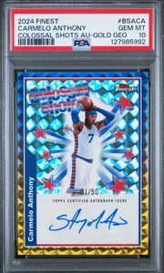 2024-25 Finest Carmelo Anthony Colossal Shots Oro Geométrico Automático 1/50 PSA 10 - Imagen 1 de 2