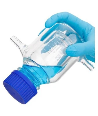 Lab Supply: 25ml-2000ml Double Jacketed Reagent Bottle with Side Nozzles - Image 1 of 4